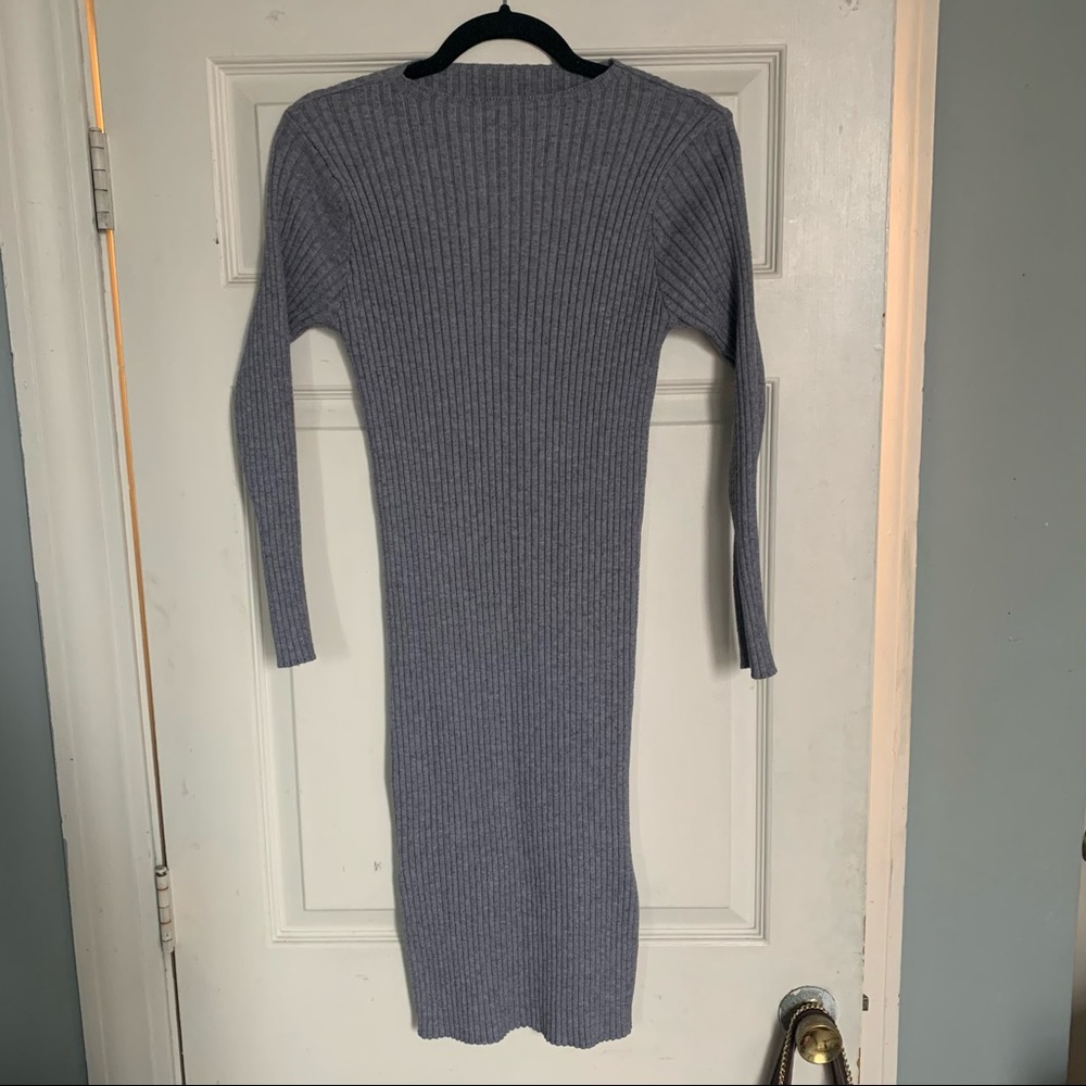 Gray Midi Sweater Dress